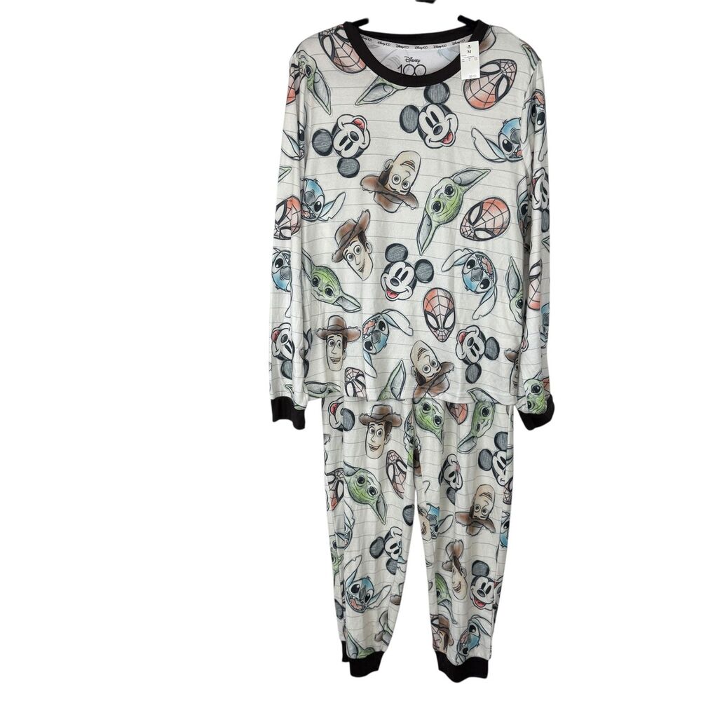 NWT Disney White multicharacter long sleeve & pants pajama set Size Medium
